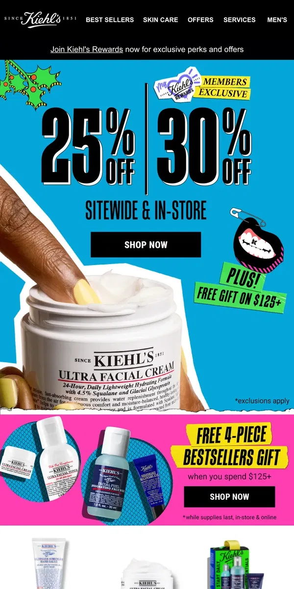 Email from Kiehl's. PSA: LAST DAY for Next-Day Shipping by 12/24!💝