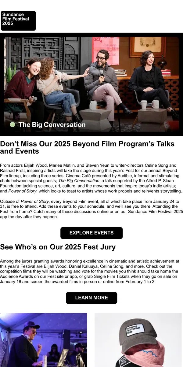 Email from Sundance. Go Beyond Film With 2025 Fest Artists