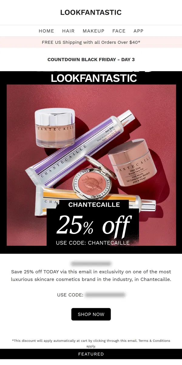 Email from LOOKFANTASTIC. 25% OFF: Chantecaille