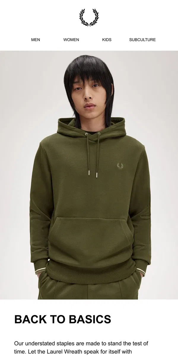 Email from Fred Perry. Back To Basics