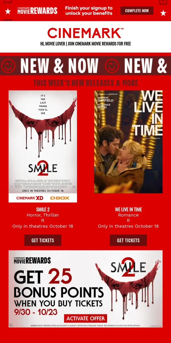 Email from Cinemark. See what's New & Now at Cinemark