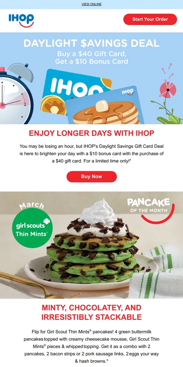 Email from IHOP. 🌷Get a $10 Bonus Card — Spring into Savings