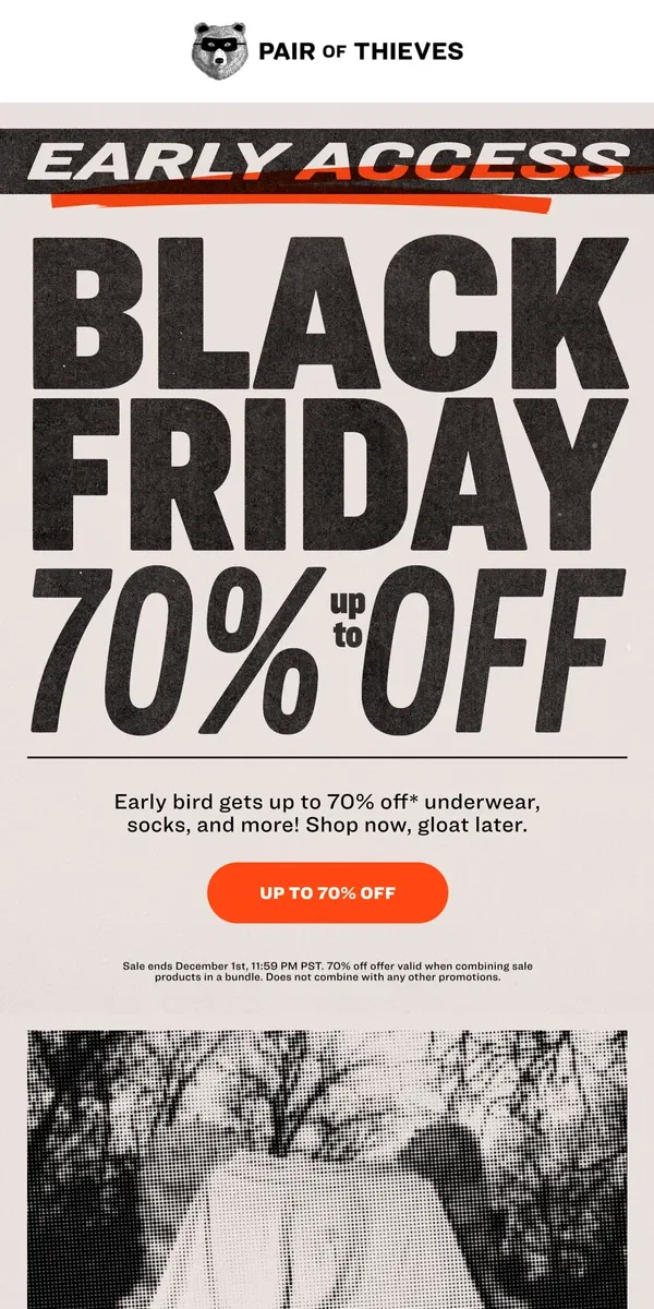 Email from Pair of Thieves. Up to 70% off your favorites