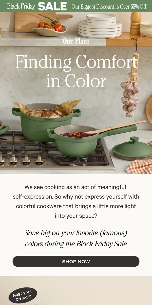 Email from Our Place. The best colors in cookware 👀👀