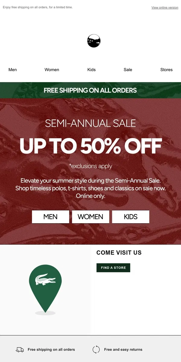 Lacoste semi annual sale discount