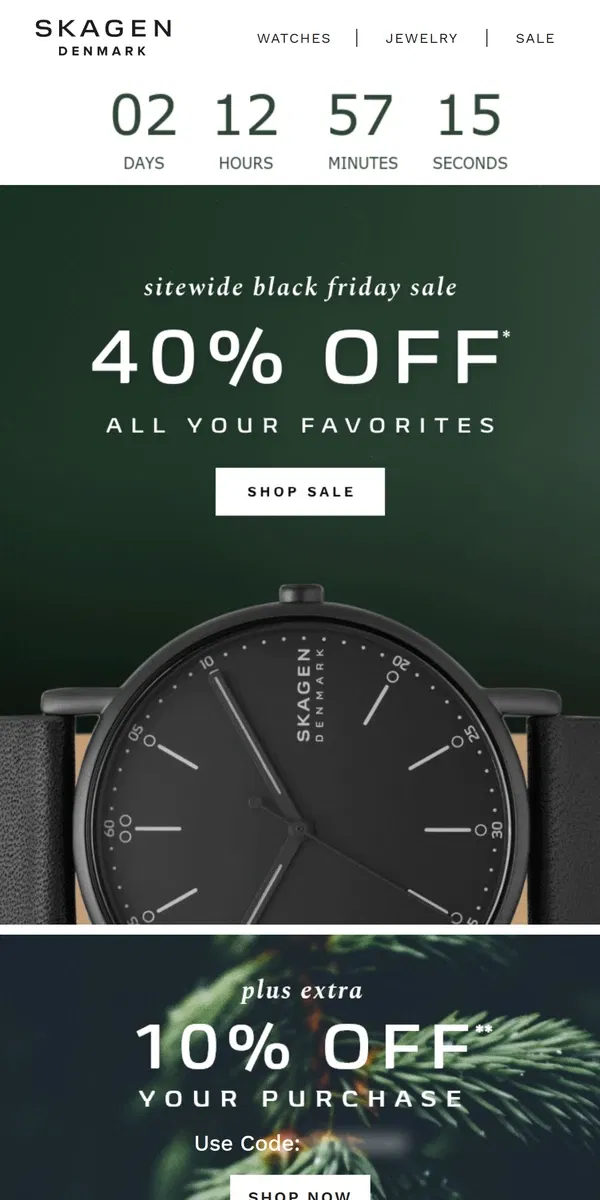 Email from Skagen. want more black friday deals?