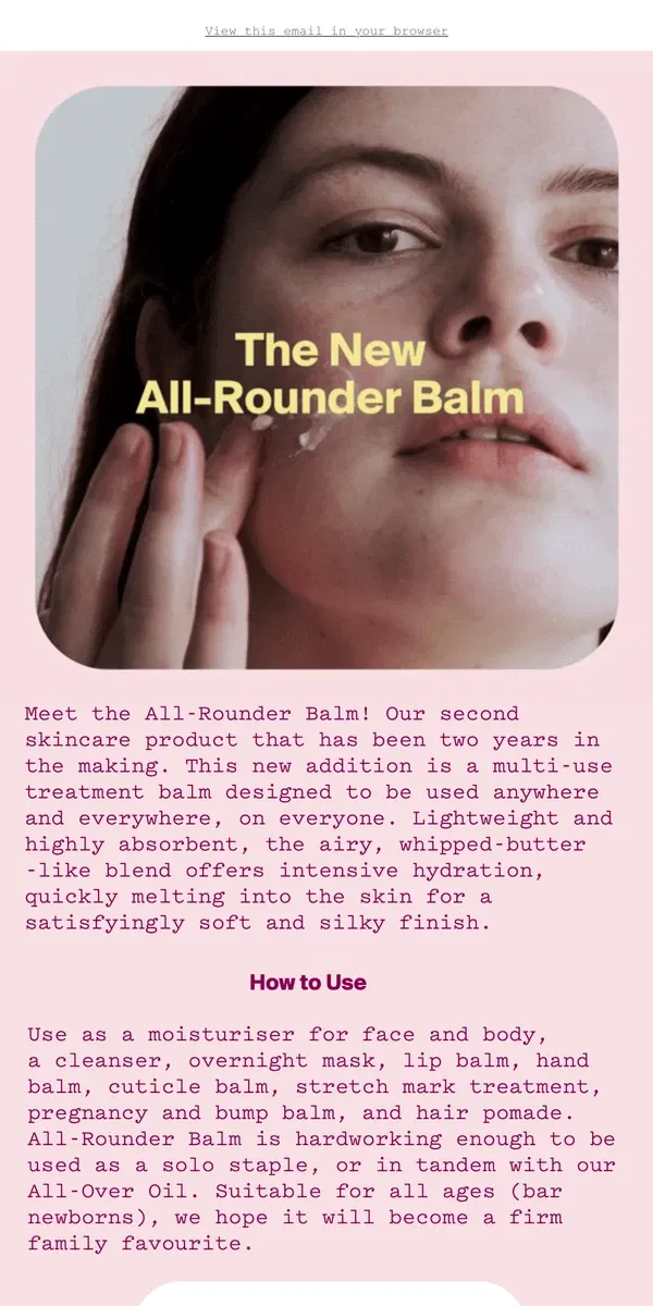 Email from Mount Sapo. MEET THE NEW ALL-ROUNDER BALM