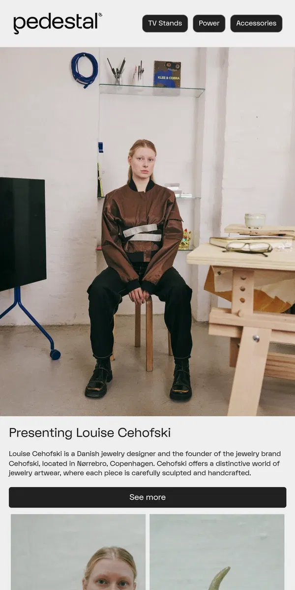 Email from Pedestal. Presenting Louise Cehofski