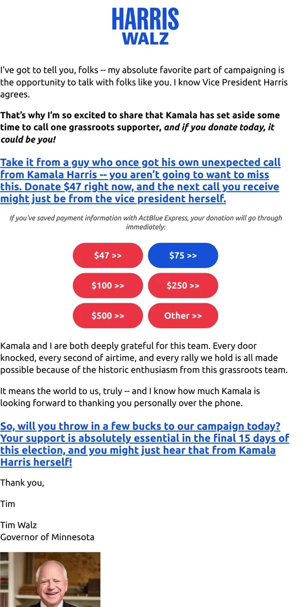 Email from Kamala Harris. 📞 Call from: Kamala Harris?