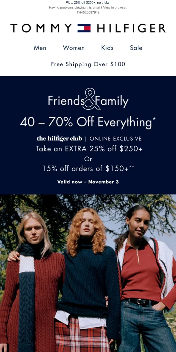 Email from Tommy Hilfiger. Treat yourself to select outerwear at 50% off 🎃