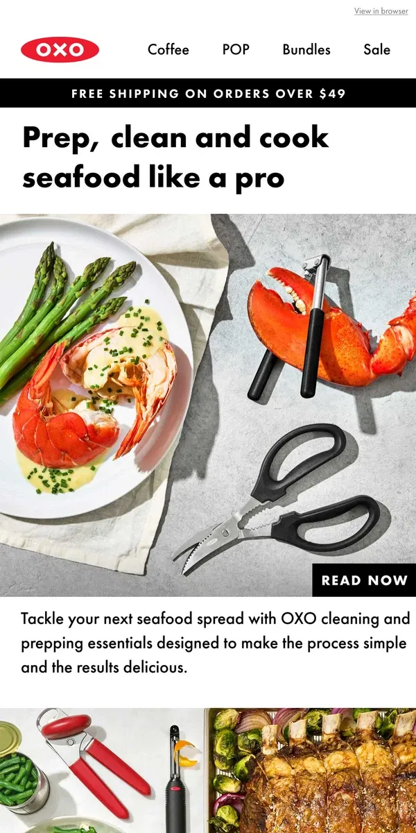 Email from OXO. Make your seafood spread worth celebrating