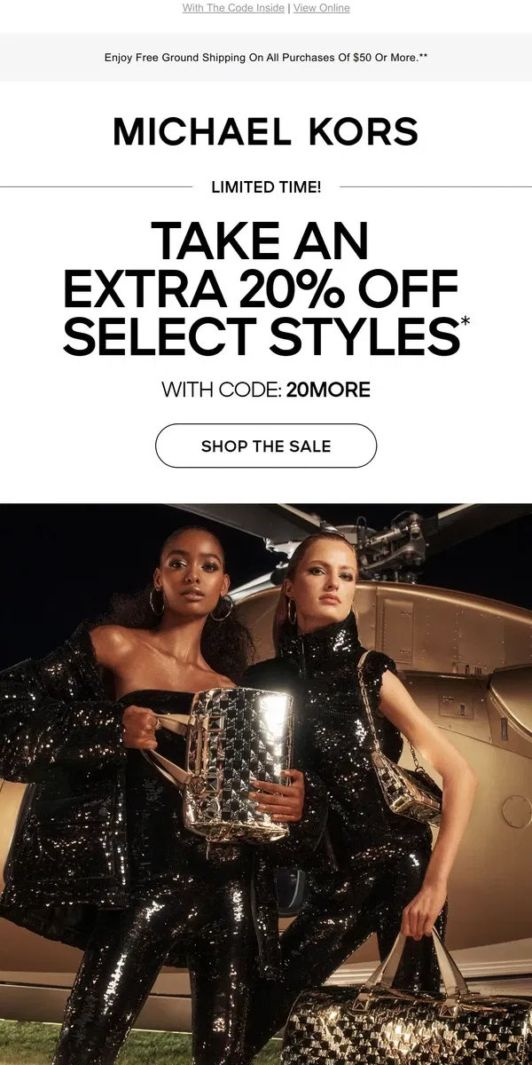 Email from Michael Kors. Surprise! Extra 20% Off Sale Is Extended