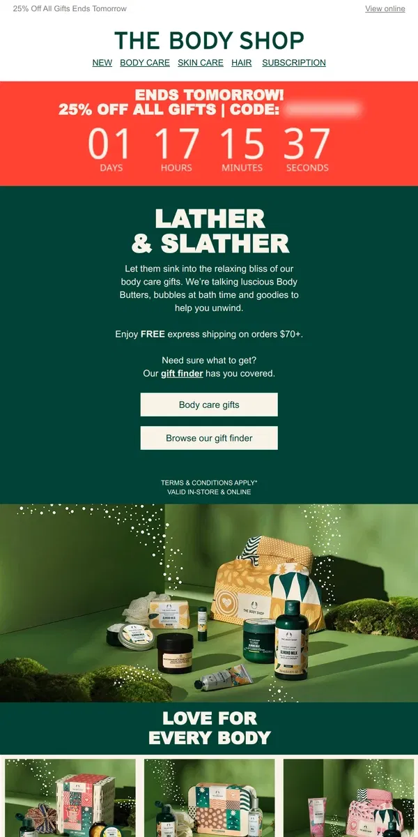 Email from The Body Shop. Gifting Inspiration Inside 🎅