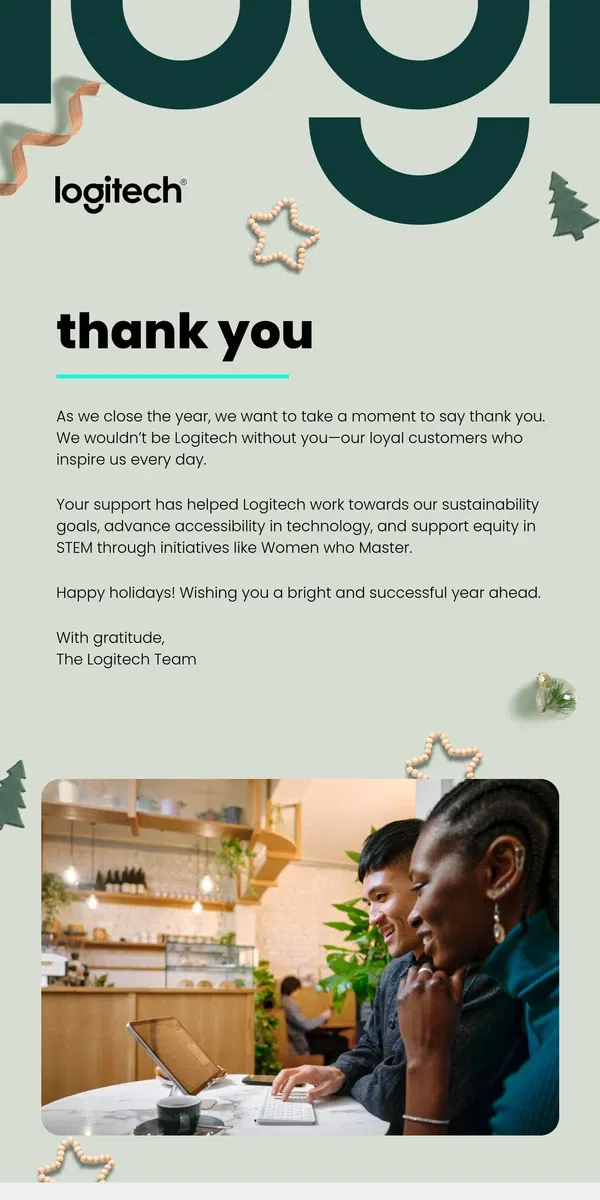 Email from Logitech. Thank You for an Amazing Year 💙