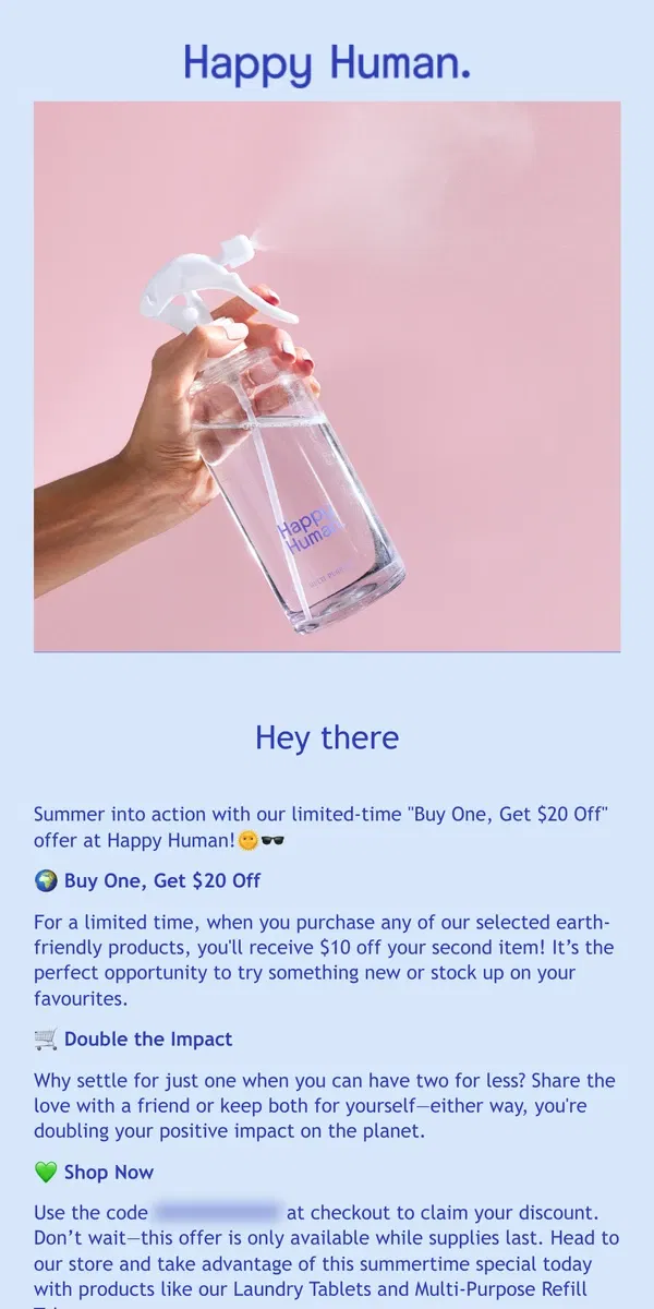 Email from Happy Home. 🌟 Summer into Savings: Buy One, Get $20 Off! 🌟