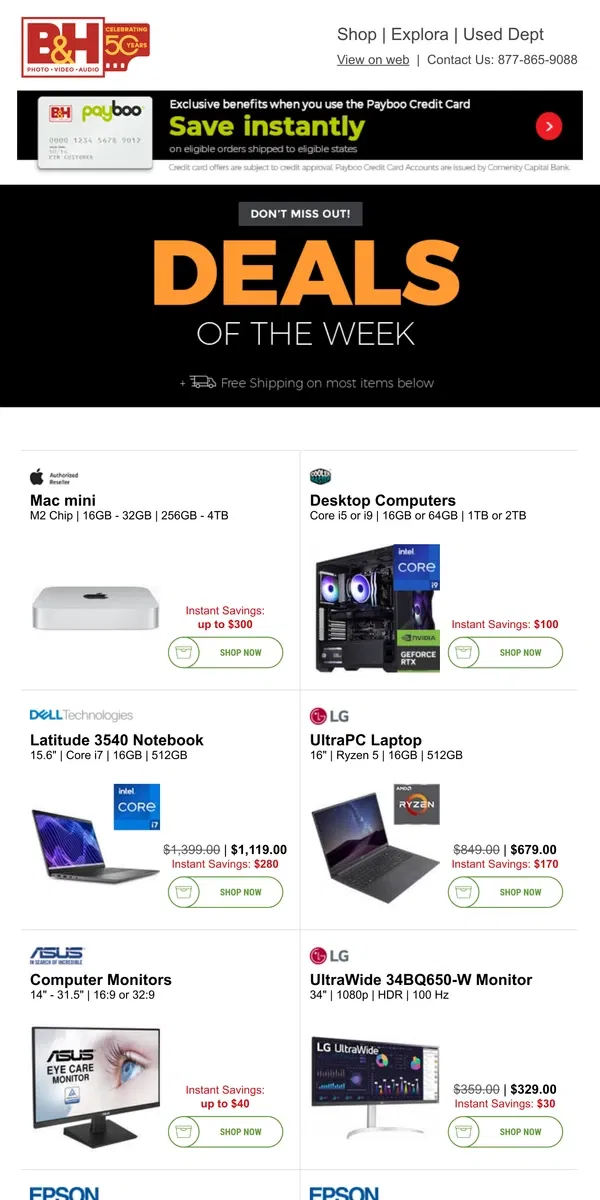 Email from B&H Photo Video. New Deals Have Just Arrived!