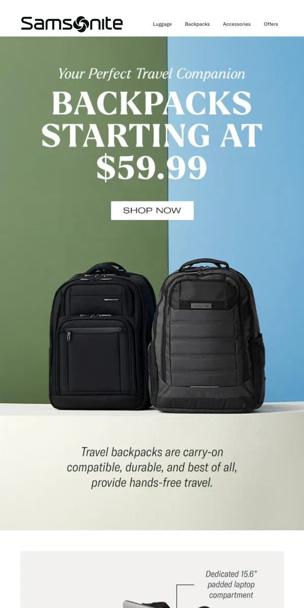 Email from Samsonite. Explore the World with Backpacks from $59.99