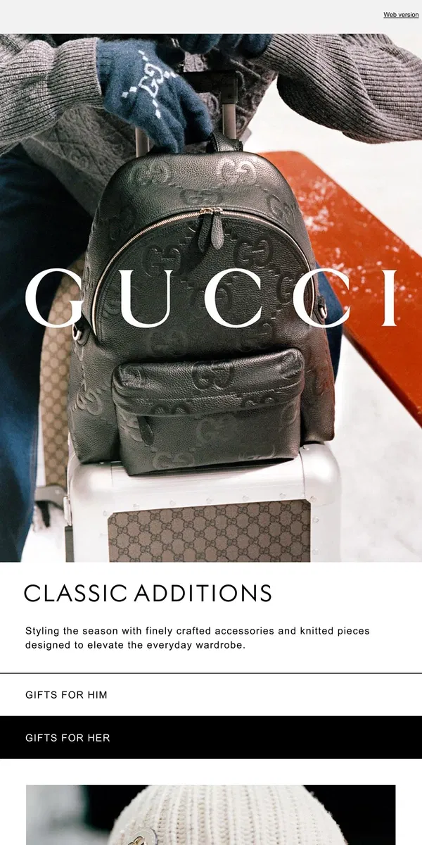 Email from GUCCI. Crafted for the Season