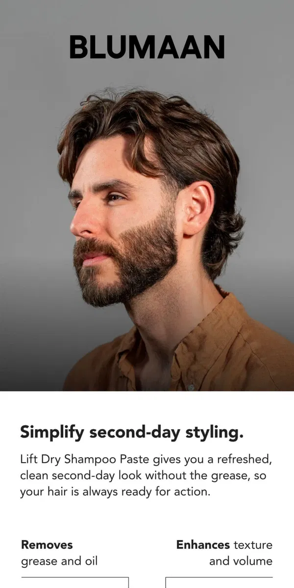 Email from BluMaan. Clean hair without shampoo? 🤯