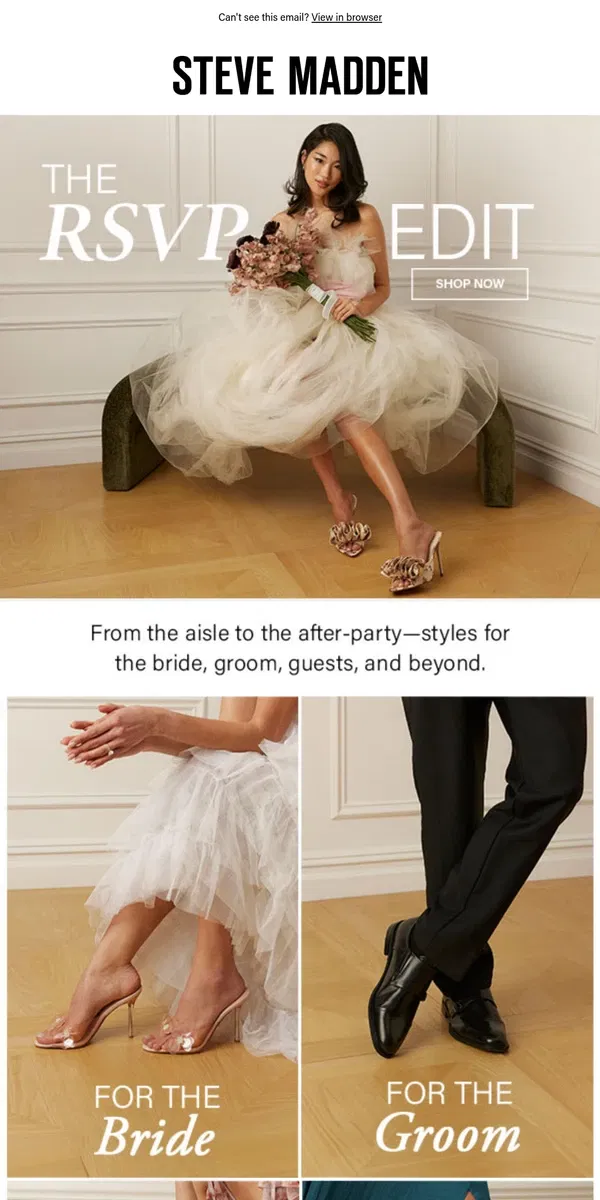 Email from Steve Madden. Wedding Season, We’re Ready For You