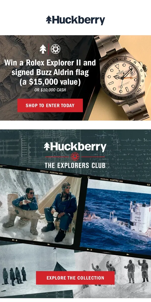 Email from Huckberry. Limited Drop—Huckberry x The Explorers Club