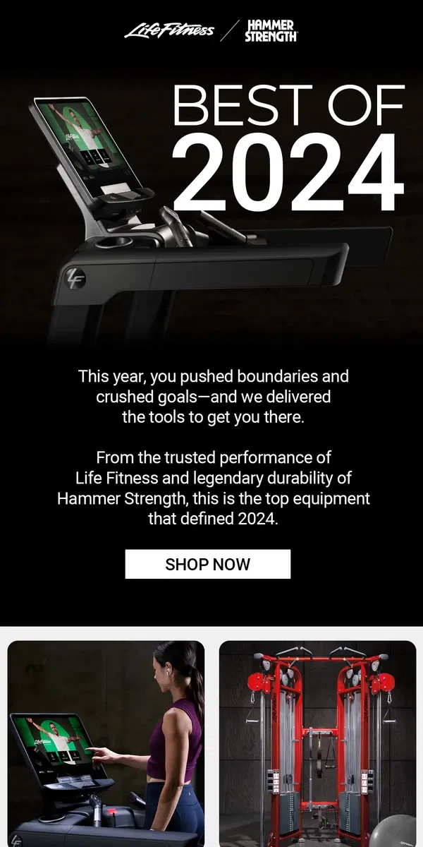 Email from Life Fitness. The Best of 2024: Life Fitness & Hammer Strength Favorites