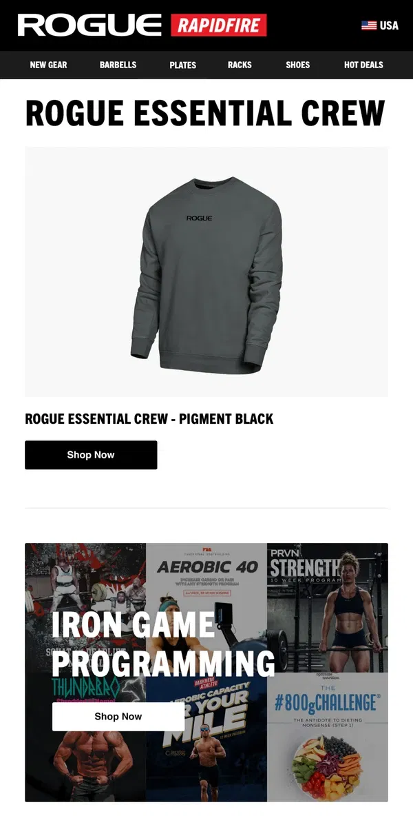 Email from Rogue Fitness. Just Launched: Rogue Essential Crew