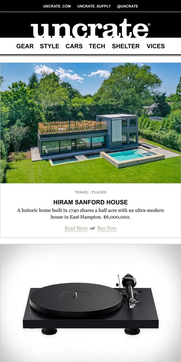 Email from Uncrate.  Hiram Sanford House & more