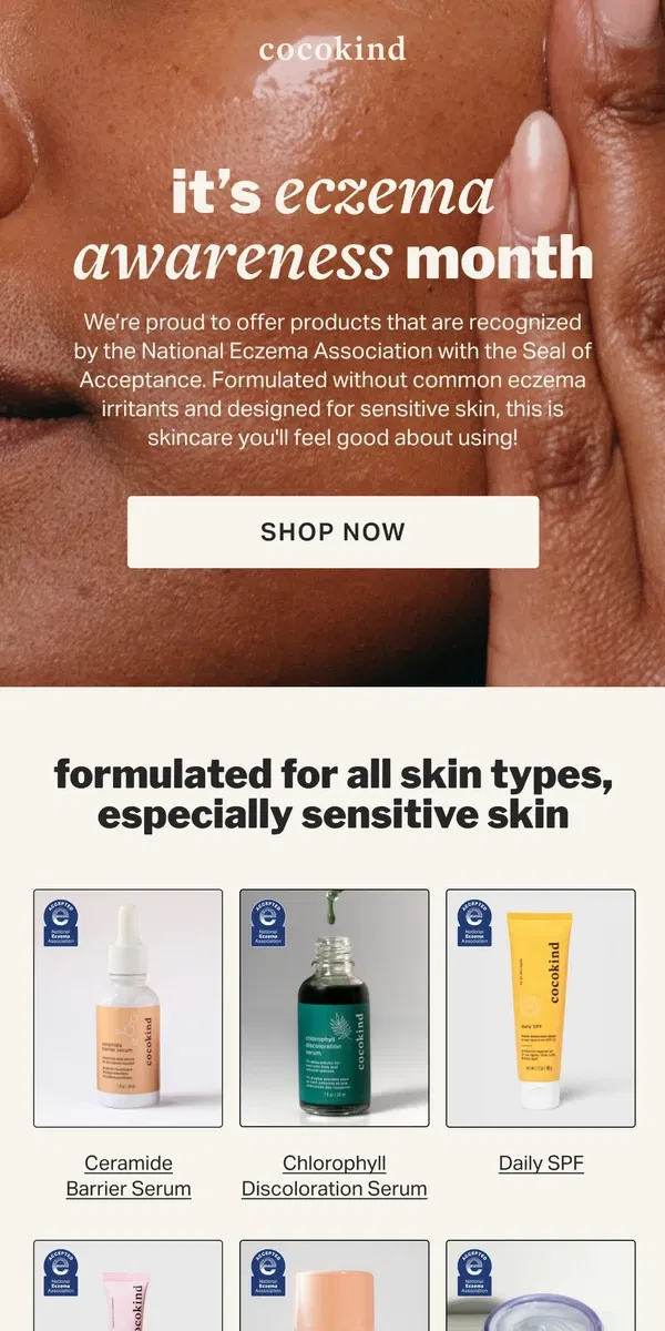 Email from cocokind. it’s national eczema awareness month