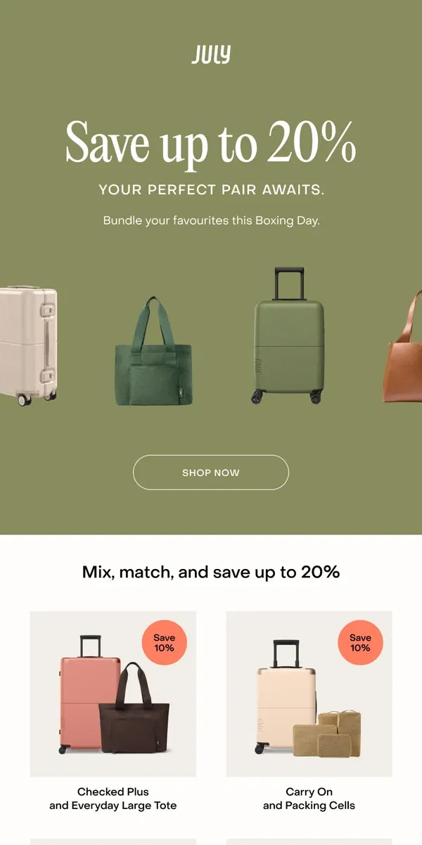 Email from July. Mix, match, and save up to 20%.