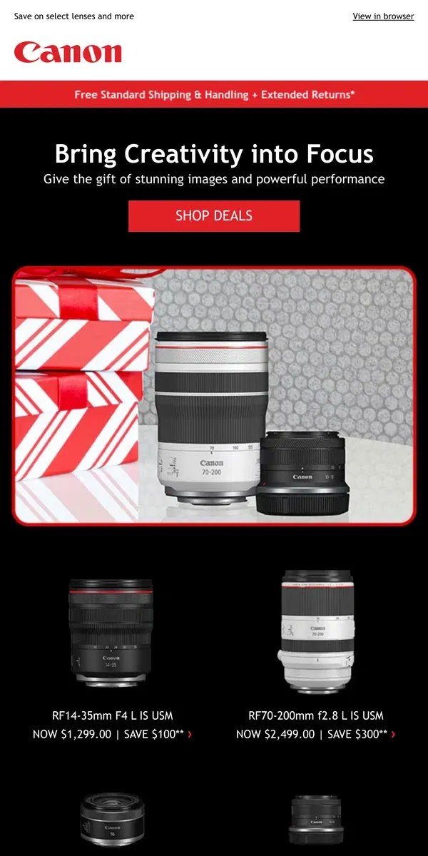 Email from Canon. Shop Black Friday Lens Deals Now!