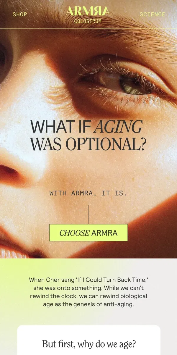 Email from ARMRA Colostrum. Your Body Is A Time Machine