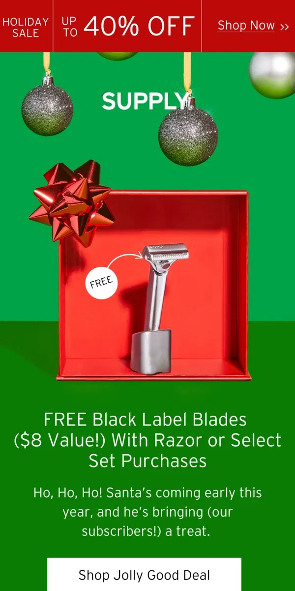 Email from Supply. Email Exclusive Offer: FREE Black Label Blades ($8 Value!)