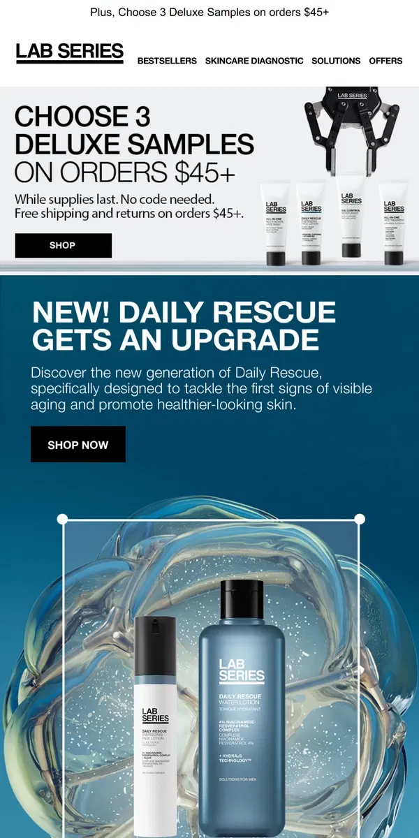 Email from Lab Series. Daily Rescue Gets an Upgrade