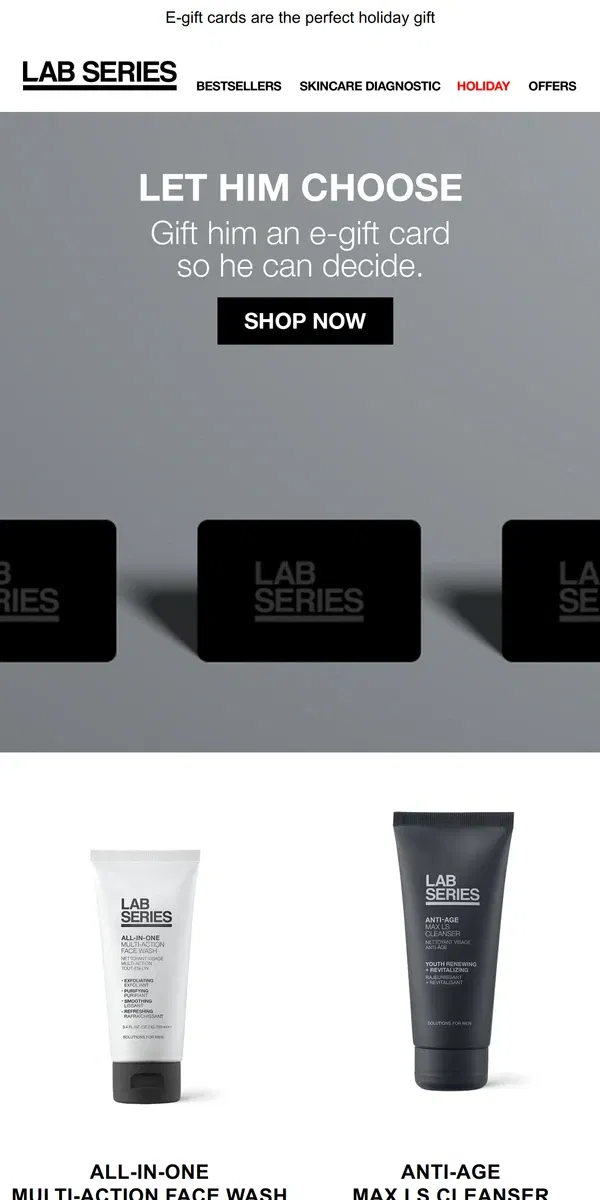 Email from Lab Series. The Perfect Gift for Him