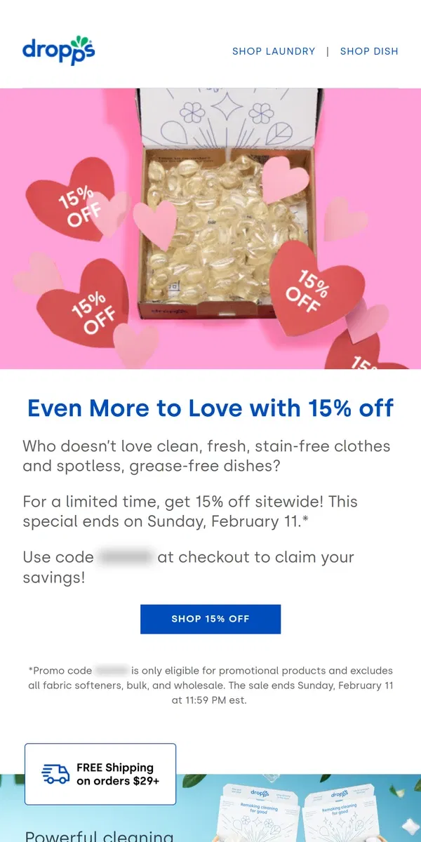 Email from Dropps. Get 15% Off!