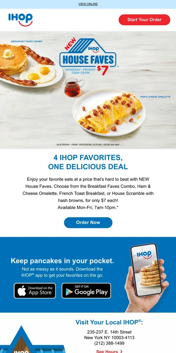 Email from IHOP. 🗞️BIG NEWS: The $7 House Faves Menu Is Here