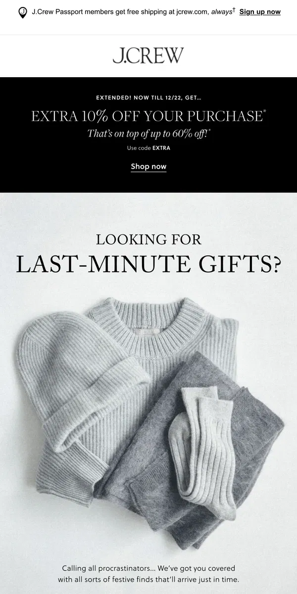 Email from J.Crew. Our best gift picks, starting at $19.50