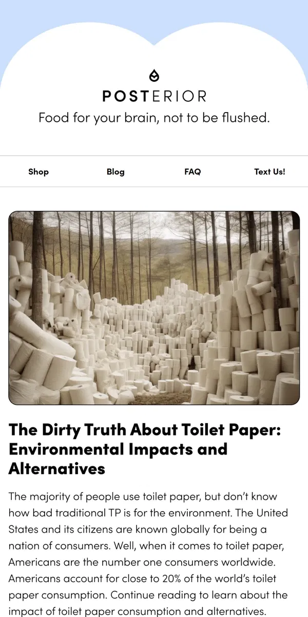 Email from TUSHY. The Dirty Truth About Toilet Paper