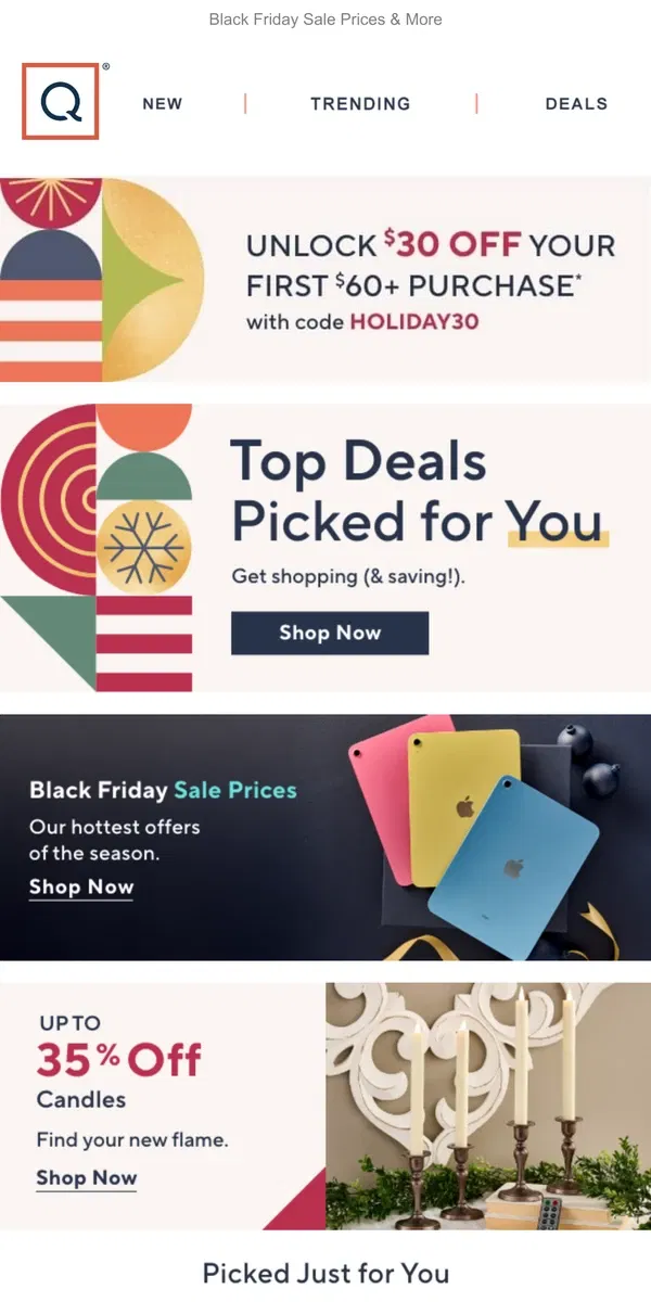 Email from QVC. Top Deals We Picked for You