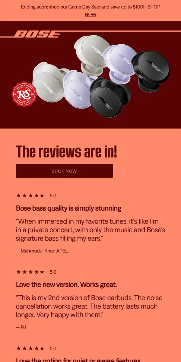 Email from Bose. The people have spoken!