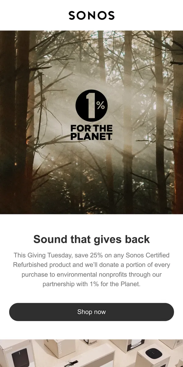 Email from Sonos. This Giving Tuesday