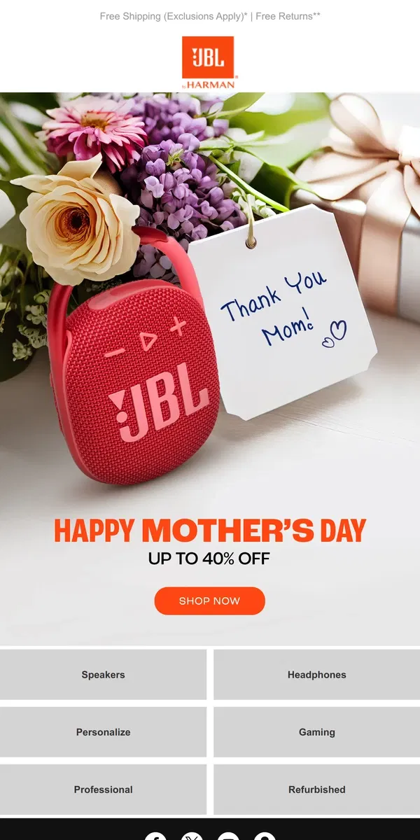 Email from JBL. Find the perfect gift for the #1 Mom ❤️