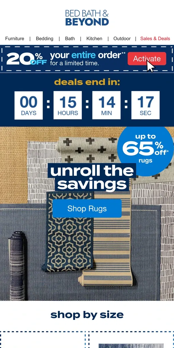 Email from Bed Bath & Beyond. New Year Clearout ENDS TONIGHT 🚨 Shop Fresh Rugs for 2025