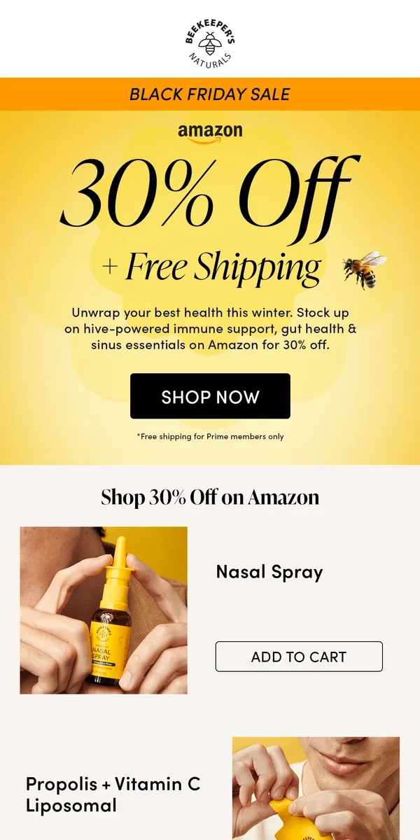 Email from Beekeeper's Naturals. 🐝 30% Off Everything 🐝