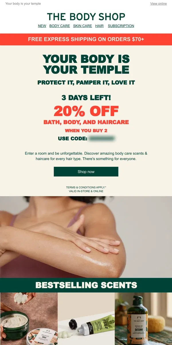 Email from The Body Shop. Your body & hair deserve TLC... ❤️