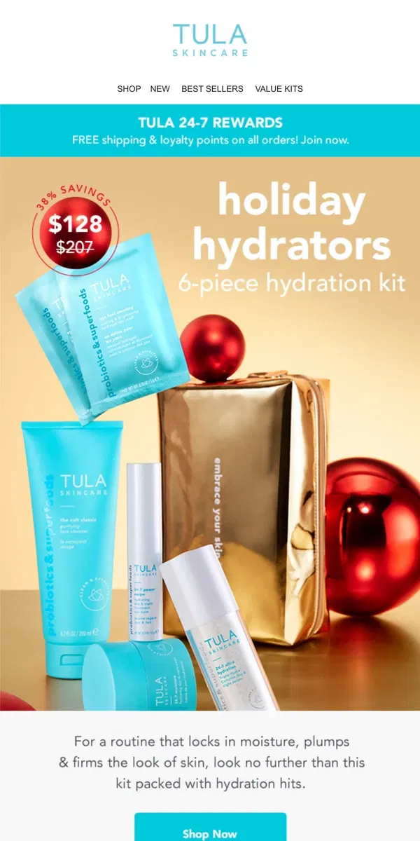 Email from TULA Skincare. Lock in hydration