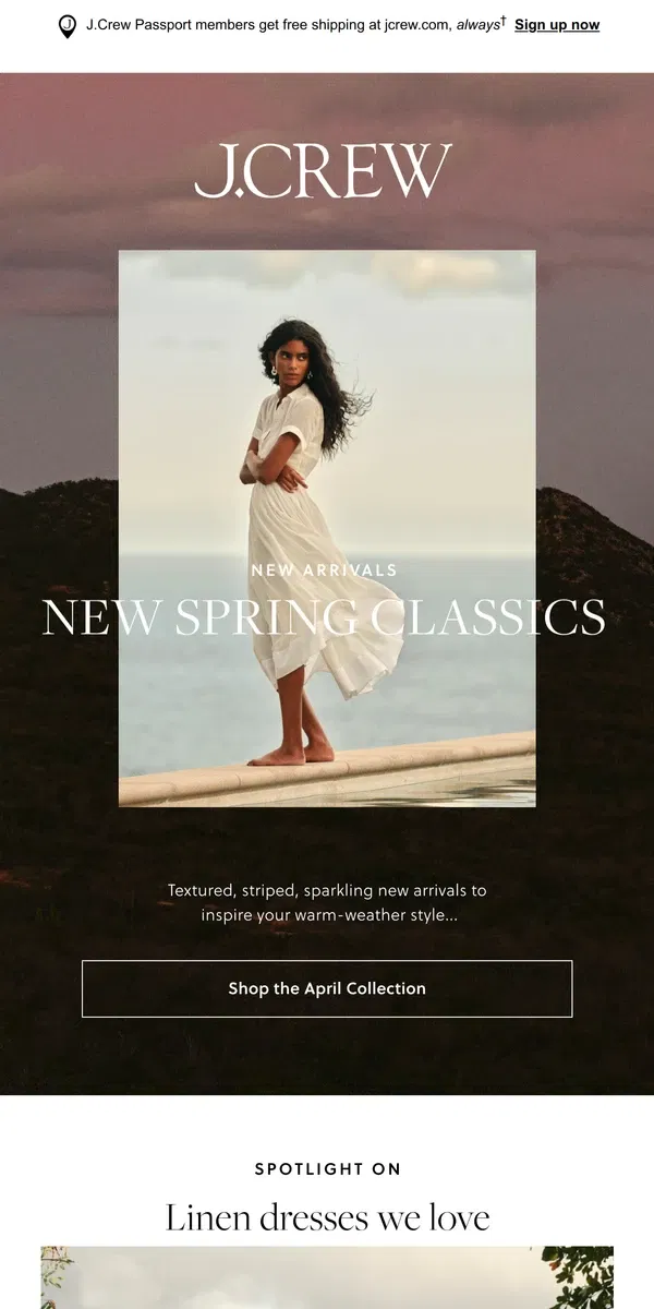 Email from J.Crew. New arrivals, new spring classics