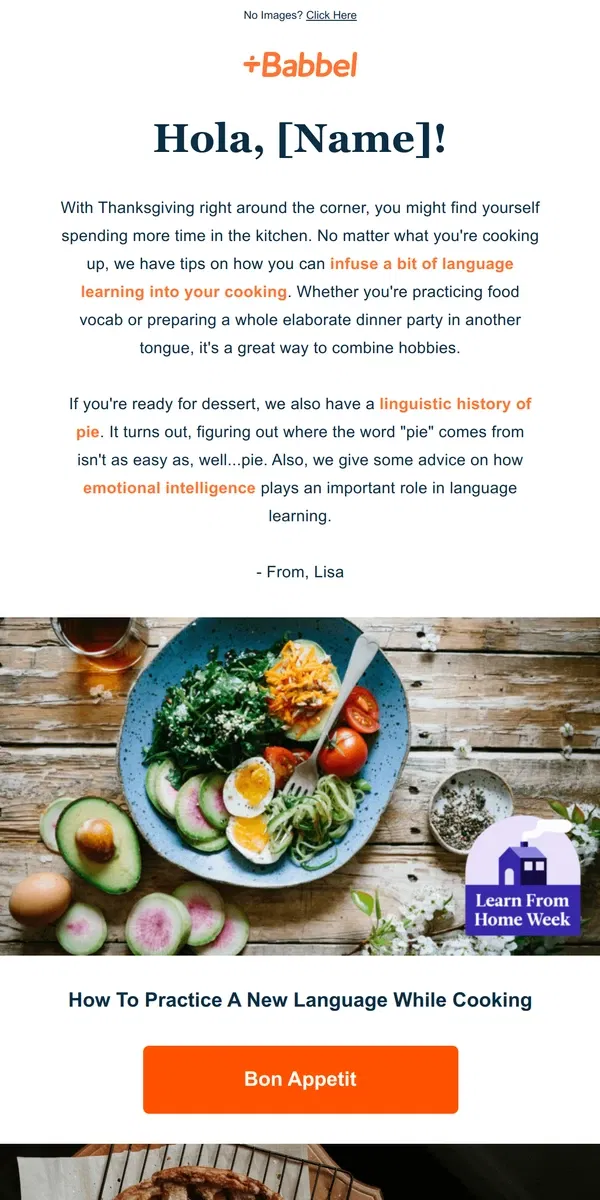 Email from Babbel. 🗣️ Cook, Chat, Learn: Practicing a New Language in the Kitchen!