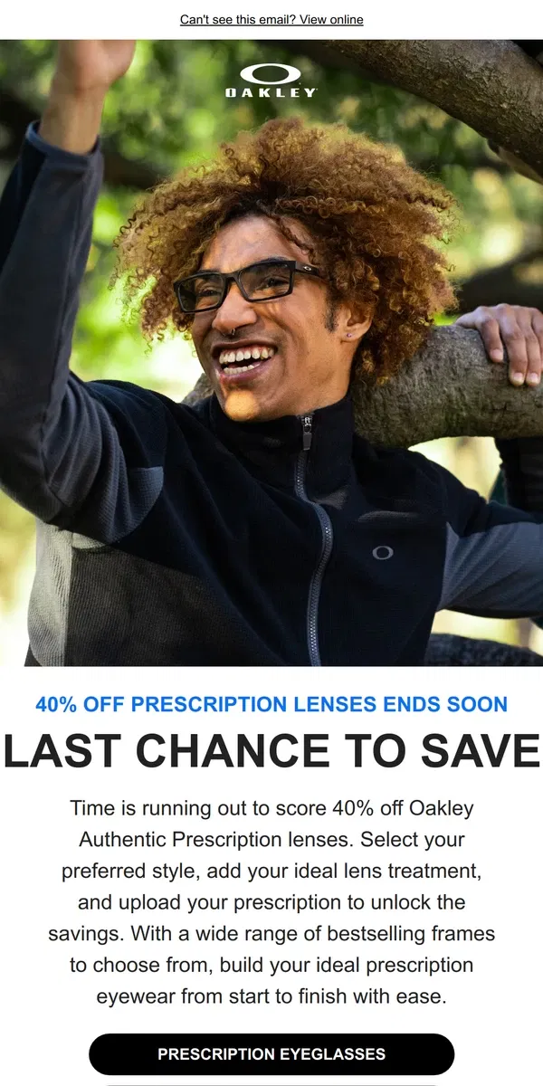 Email from Oakely. Just Two Days Remaining To Redeem Your Insurance Benefits